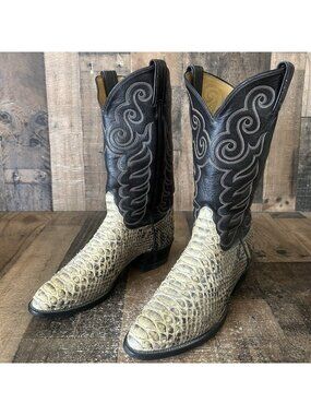 Tony Lama El Paso Vintage Gold Label Snakeskin Western Cowboy Boots Mens 10.5 D